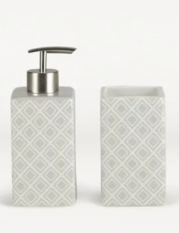 Grey Diamond Square Dispenser and Tumbler Set from George at ASDA