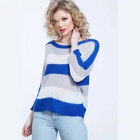 Women's Blue Vanilla Striped Jumpers