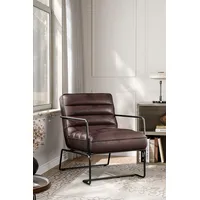 Living and Home Brown Leather Armchairs