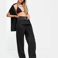 Collusion Women's High Waisted Satin Trousers