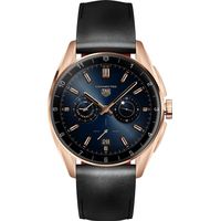 Tag Heuer Mens Rose Gold Watch With Black Leather Strap