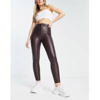 Pull&Bear Women's High Waisted Leather Trousers