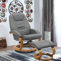 Living and Home Grey Leather Armchairs