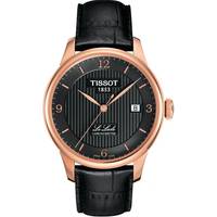 Tissot Mens Rose Gold Watch With Black Leather Strap