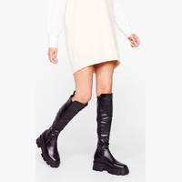 NASTY GAL Women's Black Leather Knee High Boots