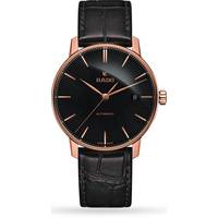 Rado Mens Rose Gold Watch With Black Leather Strap
