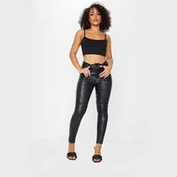 PrettyLittleThing Women's Black Coated Jeans