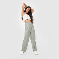 NASTY GAL Women's Leather Wide Leg Trousers
