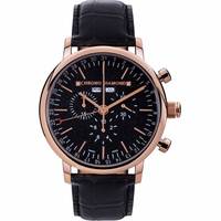 BrandAlley Mens Rose Gold Watch With Black Leather Strap