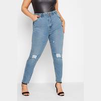 Yours Women's Blue Ripped Jeans