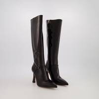 Karen Millen Women's Black Leather Knee High Boots