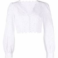 FARFETCH Women's White Long Sleeve Crop Tops