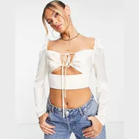 ASOS DESIGN Women's White Long Sleeve Crop Tops