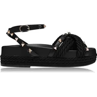 Flannels Women's Black Ankle Strap Sandals