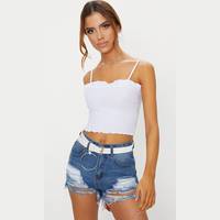 Pretty Little Thing Womens Lace Frill Crop Tops