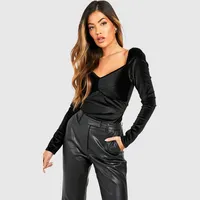 NASTY GAL Women's Black Velvet Bodysuits