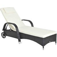 Outsunny Black Rattan Sun Loungers