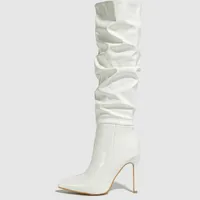 Milanoo Women's White Knee High Boots