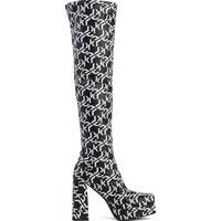 Karl Lagerfeld Women's Black Leather Knee High Boots