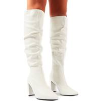 Public Desire Women's White Knee High Boots