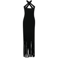 FARFETCH Women's Black Tassel Dresses