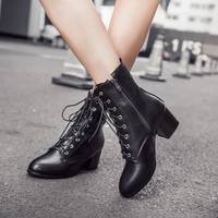 SHEIN Women's Black Lace Up Boots