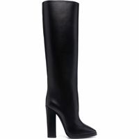 Saint Laurent Women's Black Leather Knee High Boots