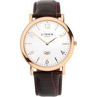 House Of Fraser Rose Gold Watch With Leather Strap for Men