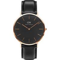 Daniel Wellington Rose Gold Watch With Black Leather Strap for Men