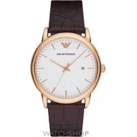 Emporio Armani Rose Gold Watch With Leather Strap for Men