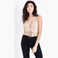 New Look Lace-Up Crop Tops for Women
