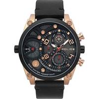Police Mens Rose Gold Watch With Leather Strap