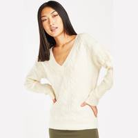 Everything5Pounds Women's White V Neck Jumpers