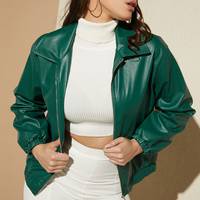 SHEIN Women's Green Leather Jackets