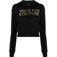 VERSACE JEANS COUTURE Women's Black Cropped Hoodies