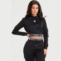 SikSilk Women's Black Cropped Hoodies