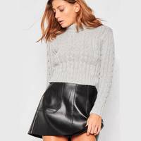 Missy Empire Women's Grey Cropped Jumpers