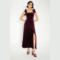 Oasis Fashion Women's Burgundy Velvet Dresses