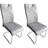 Shankar Grey Leather Dining Chairs