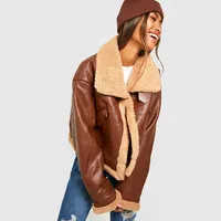 NASTY GAL Women's Brown Aviator Jackets