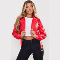 PrettyLittleThing Women's Red Leather Jackets