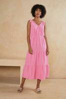 Oasis Fashion Women's Pink Midi Dresses