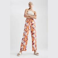 DeFacto Women's High Waisted Floral Trousers