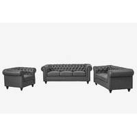 Furniture In Fashion Grey Leather Chesterfield Sofas