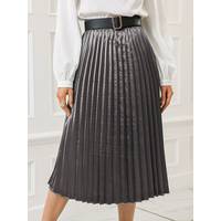 SHEIN Women's Grey Pleated Skirts