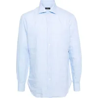 Barba Napoli Men's Blue Linen Shirts