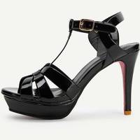 SHEIN Women's Black Strappy Heels