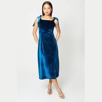 Oasis Fashion Women's Blue Velvet Dresses