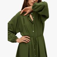 Satin shirt dress - Dark khaki green - Ladies