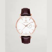 Gant Mens Rose Gold Watch With Leather Strap